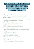 AQA GCSE BIOLOGY HIGHER TIER&NewLine;PAPER 1H FINAL TEST 2026&NewLine;QUESTIONS WITH CORRECT&NewLine;ANSWERS GRADED A&plus;AQA GCSE BIOLOGY HIGHER TIER&NewLine;PAPER 1H FINAL TEST 2026&NewLine;QUESTIONS WITH CORRECT&NewLine;ANSWERS GRADED A&plus;