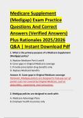 Medicare Supplement &NewLine;&lpar;Medigap&rpar; Exam Practice &NewLine;Questions And Correct &NewLine;Answers &lpar;Verified Answers&rpar; &NewLine;Plus Rationales 2025&sol;2026 &NewLine;Q&A &vert; Instant Download Pdf 