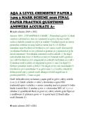AQA A LEVEL CHEMISTRY PAPER 3&NewLine;7405 3 MARK SCHEME 2026 FINAL&NewLine;PAPER PRACTICE QUESTIONS&NewLine;ANSWERS ACCURATE A&plus;