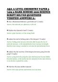 AQA A LEVEL CHEMISTRY PAPER 3&NewLine;7405 3 MARK SCHEME 2026 SCIENCE&NewLine;SCRIPT SOLVED QUESTIONS&NewLine;VERIFIED ANSWERS A&plus;