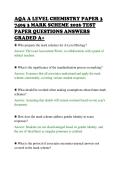 AQA A LEVEL CHEMISTRY PAPER 3&NewLine;7405 3 MARK SCHEME 2026 TEST&NewLine;PAPER QUESTIONS ANSWERS&NewLine;GRADED A&plus;