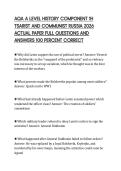 AQA A LEVEL HISTORY COMPONENT 1H&NewLine;TSARIST AND COMMUNIST RUSSIA 2026&NewLine;ACTUAL PAPER FULL QUESTIONS AND&NewLine;ANSWERS 100 PERCENT CORRECT