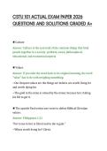 CSTU 101 ACTUAL EXAM PAPER 2026&NewLine;QUESTIONS AND SOLUTIONS GRADED A&plus;