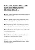 AQA A LEVEL PHYSICS PAPER 1 EXAM&NewLine;SCRIPT 2026 QUESTIONS WITH&NewLine;SOLUTIONS GRADED A&plus;