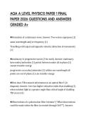 AQA A LEVEL PHYSICS PAPER 1 FINAL&NewLine;PAPER 2026 QUESTIONS AND ANSWERS&NewLine;GRADED A&plus;&NewLine;
