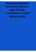 Physical Science Solutions Motion and Forces Vocabulary Review Study Guide 2026 Updated Exam Preparation Material