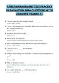 ARBYS MANAGEMENT TEST ACTUAL EXAM&NewLine;PAPER 2026 QUESTIONS WITH ANSWERS&NewLine;GRADED A&plus;&NewLine;