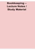 Bookkeeping Lecture Notes Study Material 2026 Updated Accounting Fundamentals Exam Review Guide