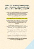 NURS 5315 Advanced Pathophysiology Exam 1 &vert; Questions & Complete Detailed Solutions &lpar;New 2026&sol;2027 Update&rpar; UTA&NewLine;&NewLine;