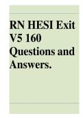 RN HESI Exit &NewLine;V5 160 &NewLine;Questions and &NewLine;Answers&period; &NewLine;