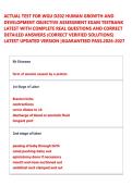 ACTUAL TEST FOR WGU D202 HUMAN GROWTH AND &NewLine;DEVELOPMENT OBJECTIVE ASSESSMENT EXAM TESTBANK &NewLine;LATEST WITH COMPLETE REAL QUESTIONS AND CORRECT &NewLine;DETAILED ANSWERS &lpar;CORRECT VERIFIED SOLUTIONS&rpar; &NewLine;LATEST UPDATED VERSION &vert;GUARANTEED PASS&period;2026-2027