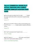 FAA 107 COMMERCIAL DRONE PILOT&NewLine;ACTUAL QUESTIONS AND CORRECT&NewLine;ANSWERS COMPLETE AVIATION STUDY&NewLine;GUIDE