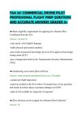 FAA 107 COMMERCIAL DRONE PILOT&NewLine;PROFESSIONAL FLIGHT PREP QUESTIONS&NewLine;AND ACCURATE ANSWERS GRADED A&plus;