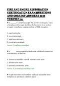 FIRE AND SMOKE RESTORATION&NewLine;CERTIFICATION EXAM QUESTIONS&NewLine;AND CORRECT ANSWERS 2026&NewLine;VERIFIED A&plus;
