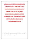 TEXAS WASTEWATER CLASS A CERTIFICATION 2026 &vert; ACTUAL EXAM QUESTIONS & ANSWERS