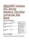 2026&sol;2027 Indiana ATC Server Mastery &vert; Elite 20&plus; Question Test Bank & Study Guide &vert; HEA 1275 & 1086 Compliant
