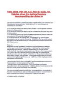 FINAL EXAM - PNR 309 - CAD&comma; PAD&comma; MI&comma; Stroke&comma; TIA&comma; Diabetes&comma; Visual And Auditory Disorders&comma; Neurological Disorders Rated A&plus;