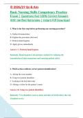 Basic Nursing Skills Competency Practice &NewLine;Exam &vert; Questions And 100&percnt; Correct Answers &NewLine;With Verified Rationales &vert; Instant Pdf Download 