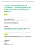 DCF Ethics in Child Protection Services &NewLine;Practice Exam &vert; Questions And 100&percnt; Correct &NewLine;Answers With Verified Rationales Instant Pdf &NewLine;Download 