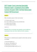 DCF Foster Care Licensing Specialist &NewLine;Practice Exam &vert; Questions And 100&percnt; &NewLine;Correct Answers With Verified Rationales &NewLine;Instant Pdf Download