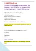 Nursing Ethics and Professionalism Test &NewLine;Questions And 100&percnt; Correct Answers With &NewLine;Verified Rationales &vert; Instant Pdf Download 
