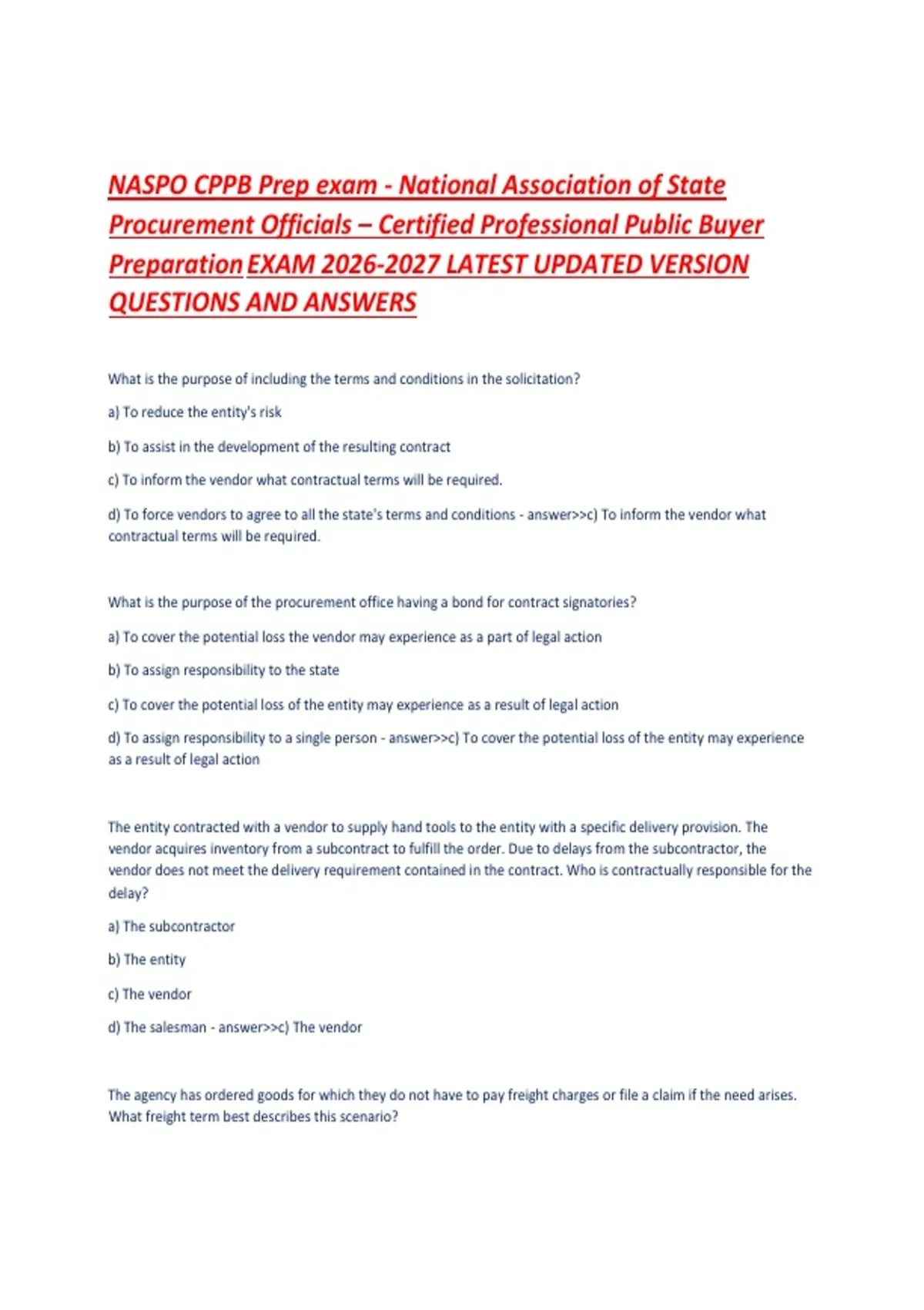 NASPO CPPB Prep exam - National Association of State Procurement ...