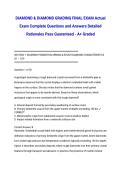 DIAMOND & DIAMOND GRADING FINAL EXAM Actual Exam Complete Questions and Answers Detailed Rationales Pass Guaranteed - A&plus; Graded