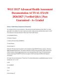 WGU D117 Advanced Health Assessment Documentation ACTUAL EXAM 2026&sol;2027 &vert; Verified Q&A &vert; Pass Guaranteed - A&plus; Graded