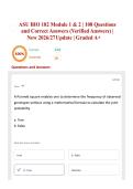 ASU BIO 182 Module 1 & 2 &vert; 108 Questions and Correct Answers &lpar;Verified Answers&rpar; &vert; New 2026&sol;27 Update &vert; Graded A&plus;