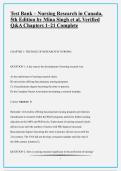Test Bank &ndash; Nursing Research in Canada&comma; 5th Edition by Mina Singh et al&period; Verified Q&A Chapters 1&ndash;21