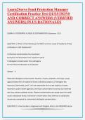 Learn2Serve Food Protection Manager Certification Practice Test QUESTIONS AND CORRECT ANSWERS
