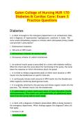 Galen College of Nursing NUR 170 Diabetes & Cardiac Care&colon; Exam 3 Practice Questions