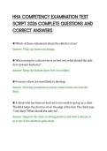 HHA COMPETENCY EXAMINATION TEST&NewLine;SCRIPT 2026 COMPLETE QUESTIONS AND&NewLine;CORRECT ANSWERS