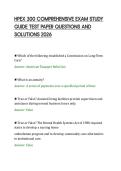 HPEX 300 COMPREHENSIVE EXAM STUDY&NewLine;GUIDE TEST PAPER QUESTIONS AND&NewLine;SOLUTIONS 2026&NewLine;