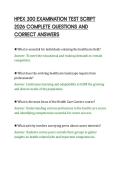 HPEX 300 EXAMINATION TEST SCRIPT&NewLine;2026 COMPLETE QUESTIONS AND&NewLine;CORRECT ANSWERS
