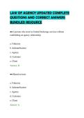 LAW OF AGENCY UPDATED COMPLETE&NewLine;QUESTIONS AND CORRECT ANSWERS&NewLine;BUNDLED RESOURCE