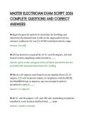 MASTER ELECTRICIAN EXAM SCRIPT 2026&NewLine;COMPLETE QUESTIONS AND CORRECT&NewLine;ANSWERS&NewLine;