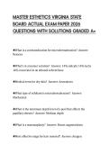 MASTER ESTHETICS VIRGINIA STATE&NewLine;BOARD ACTUAL EXAM PAPER 2026&NewLine;QUESTIONS WITH SOLUTIONS GRADED A&plus;&NewLine;