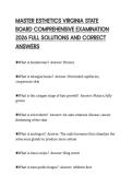 MASTER ESTHETICS VIRGINIA STATE&NewLine;BOARD COMPREHENSIVE EXAMINATION&NewLine;2026 FULL SOLUTIONS AND CORRECT&NewLine;ANSWERS