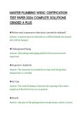 MASTER PLUMBING WSSC CERTIFICATION&NewLine;TEST PAPER 2026 COMPLETE SOLUTIONS&NewLine;GRADED A PLUS