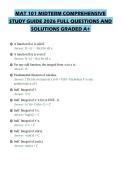 MAT 101 MIDTERM COMPREHENSIVE&NewLine;STUDY GUIDE 2026 FULL QUESTIONS AND&NewLine;SOLUTIONS GRADED A&plus;