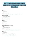 MAT 101 MIDTERM FINAL TEST 2026&NewLine;QUESTIONS WITH CORRECT ANSWERS&NewLine;GRADED A&plus;