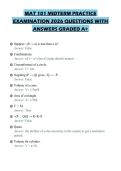 MAT 101 MIDTERM PRACTICE&NewLine;EXAMINATION 2026 QUESTIONS WITH&NewLine;ANSWERS GRADED A&plus;&NewLine;