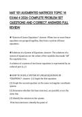 MAT 101 AUGMENTED MATRICES TOPIC 14&NewLine;EXAM 4 2026 COMPLETE PROBLEM SET&NewLine;QUESTIONS AND CORRECT ANSWERS FULL&NewLine;REVIEW