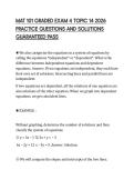 MAT 101 GRADED EXAM 4 TOPIC 14 2026&NewLine;PRACTICE QUESTIONS AND SOLUTIONS&NewLine;GUARANTEED PASS&NewLine;