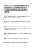 MAT 101 TOPIC 14 AUGMENTED MATRICES&NewLine;EXAM 4 2026 COMPREHENSIVE LINEAR&NewLine;ALGEBRA QUESTIONS AND SOLUTIONS&NewLine;VERIFIED&NewLine;