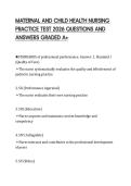 MATERNAL AND CHILD HEALTH NURSING&NewLine;PRACTICE TEST 2026 QUESTIONS AND&NewLine;ANSWERS GRADED A&plus;&NewLine;