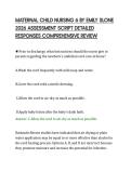 MATERNAL CHILD NURSING 6 BY EMILY SLONE&NewLine;2026 ASSESSMENT SCRIPT DETAILED&NewLine;RESPONSES COMPREHENSIVE REVIEW