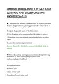 MATERNAL CHILD NURSING 6 BY EMILY SLONE&NewLine;2026 FINAL PAPER SOLVED QUESTIONS&NewLine;ANSWER KEY APLUS&NewLine;