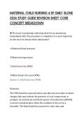 MATERNAL CHILD NURSING 6 BY EMILY SLONE&NewLine;2026 STUDY GUIDE REVISION SHEET CORE&NewLine;CONCEPT BREAKDOWN&NewLine;
